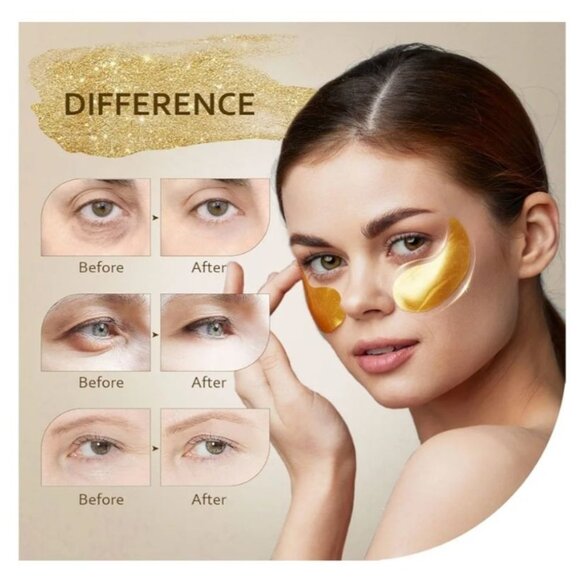 24K Gold Eye Mask Patches For Puffy Eyes Dark Circles Bags & Wrinkle Treatment - Picture 2 of 4